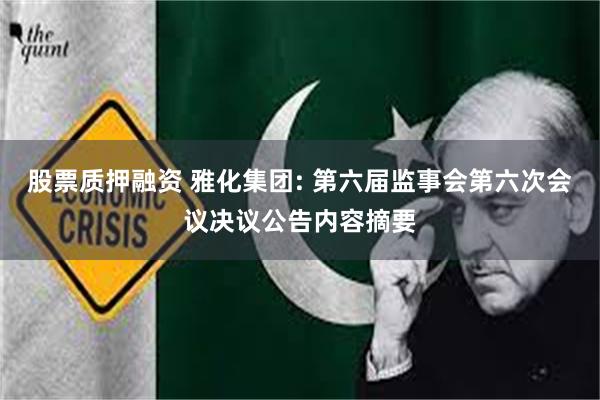 股票质押融资 雅化集团: 第六届监事会第六次会议决议公告内容摘要