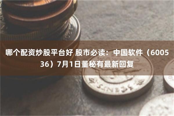 哪个配资炒股平台好 股市必读：中国软件（600536）7月1日董秘有最新回复
